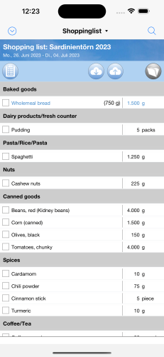 The shopping list from Provisions can be used on the iPhone